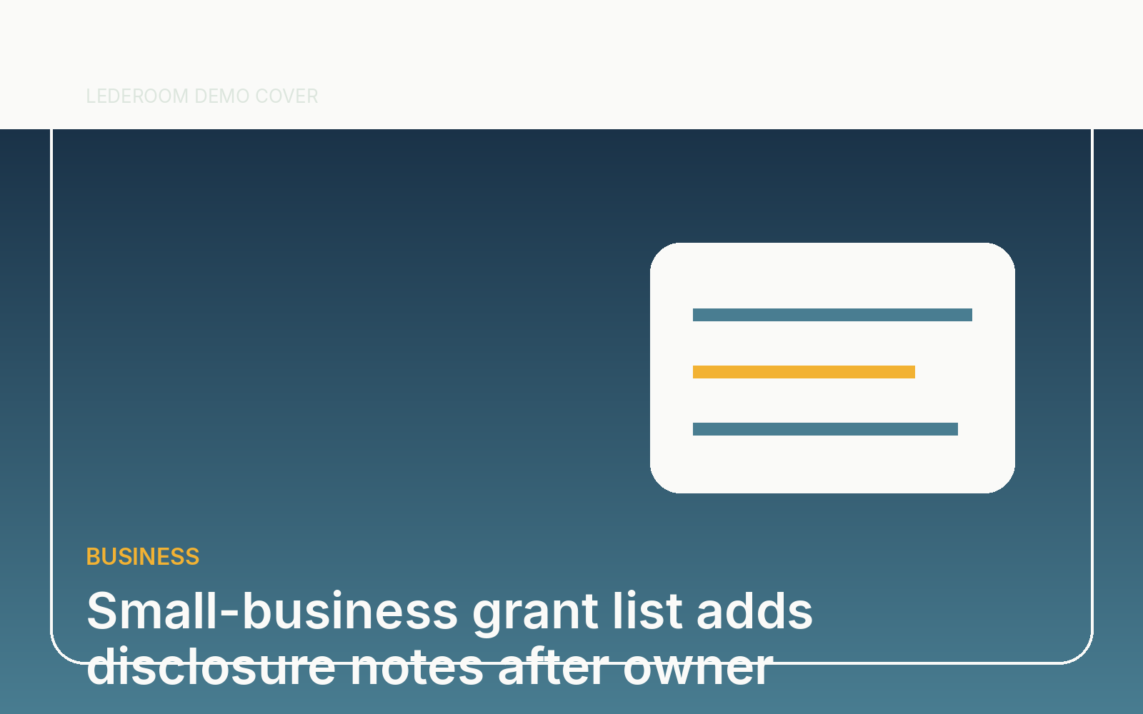 La liste des subventions aux petites entreprises ajoute des notes de divulgation